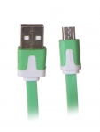 Аксессуар Delux USB - MicroUSB 97cm Flat Green