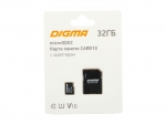 Карта памяти 32Gb - Digma MicroSDXC Class 10 Card10 DGFCA032A01 с переходником под SD