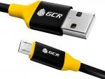 Аксессуар GCR USB - MicroUSB 25cm Black-Yellow GCR-50560