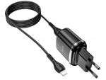 Зарядное устройство Hoco N4 Aspiring 2.4A + кабель Lightning Black