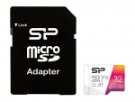 Карта памяти 32Gb - Silicon Power Elite A1 MicroSDHC Class 10 UHS-I U1 SP032GBSTHBV1V20SP с адаптером SD
