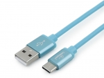 Аксессуар Gembird Cablexpert Silver Series USB 2.0 - USB Type-C 1m Blue CC-S-USBC01Bl-1M