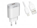 Зарядное устройство Ldnio A303Q USB + Lightning QC 3.0 18W White LD_B4369