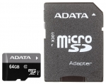 Карта памяти 64Gb - A-Data - Premier Micro Secure Digital XC Class 10 UHS-I AUSDX64GUICL10-RA1 с переходником под SD