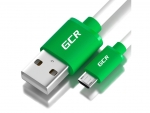 Аксессуар GCR USB - MicroUSB 25cm White-Green GCR-51504
