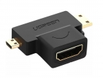 Аксессуар Ugreen HD129 MicroHDMI + MiniHDMI Male - HDMI Female Black 20144