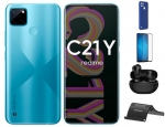 Сотовый телефон Realme C21Y 4/64Gb Cross Blue & Wireless Headphones Выгодный набор + серт. 200Р!!!