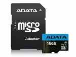 Карта памяти 16Gb - A-Data Premier - Micro Secure Digital HC Class 10 UHS-I U1 AUSDH16GUICL10A1-RA1 с переходником под SD