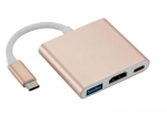 Аксессуар Адаптер Vbparts для APPLE MacBook Multiport Type-C - USB/HDMI/Type-C Gold 057513