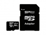 Карта памяти 64Gb - Silicon Power MicroSD Class 10 Elite UHS-I SP064GBSTXBU1V10SP с адаптером SD