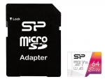 Карта памяти 64Gb - Silicon Power Elite A1 MicroSDXC Class 10 UHS-I U1 SP064GBSTXBV1V20SP с адаптером SD