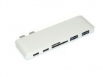 Аксессуар Адаптер Vbparts для APPLE MacBook Type-C - 2xUSB 3.0 + 2xType-C + SD/TF Silver 075348