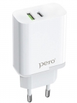 Зарядное устройство Pero TC05 PD 18W + USB-A Fast Charge White TC05WHPD