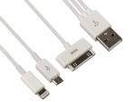 Аксессуар Liberty Project USB - APPLE 30 pin / Lightning / MicroUSB / Samsung Tab White R0002129