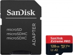 Карта памяти 128Gb - SanDisk Extreme Pro Micro Secure Digital XC Class 10 UHS-I A2 C10 V30 U3 SDSQXCD-128G-GN6MA с переходником под SD