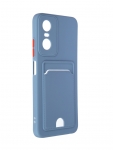 Чехол DF для Tecno Pop 6 Pro Silicone с отделением для карты Gray-Blue tCardCase-02