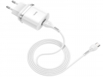 Зарядное устройство Hoco C12Q Smart 1xUSB 3A 18W QC3.0 / QC2.0 + кабель Type-C White