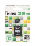Карта памяти 32Gb - Mirex - Micro Secure Digital HC Class 10 13613-AD10SD32 с переходником под SD