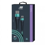 Дата-кабель Fishbone USB – Type-C, 3А, 1м, Тиффани, BoraSCO