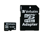 Карта памяти 16Gb - Verbatim - Micro Secure Digital HC Class 10 44082 с переходником под SD