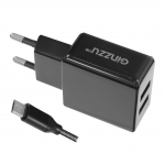 Зарядное устройство Ginzzu 2xUSB 3.1A Black + кабель micro-USB 1.0m GA-3312UB