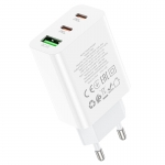 Зарядное устройство Hoco C99A 1xUSB - 2xUSB-C 3А PD20W QC3.0 White 6931474767554