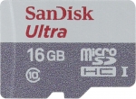 Карта памяти 16Gb - SanDisk Ultra microSD Class 10 UHS-I SDSQUNS-016G-GN3MA с переходником под SD