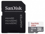 Карта памяти 32Gb - SanDisk Ultra Micro Secure Digital HC UHS-I SDSQUNR-032G-GN3MA с переходником под SD