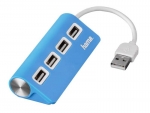 Хаб USB Hama TopSide 4xUSB 2.0 Light Blue 00012179